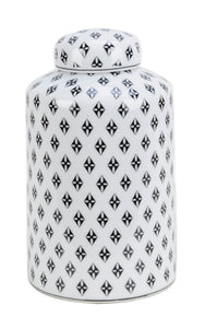 Black and White Checkered Pattern Ceramic Ginger Jar - 21cm