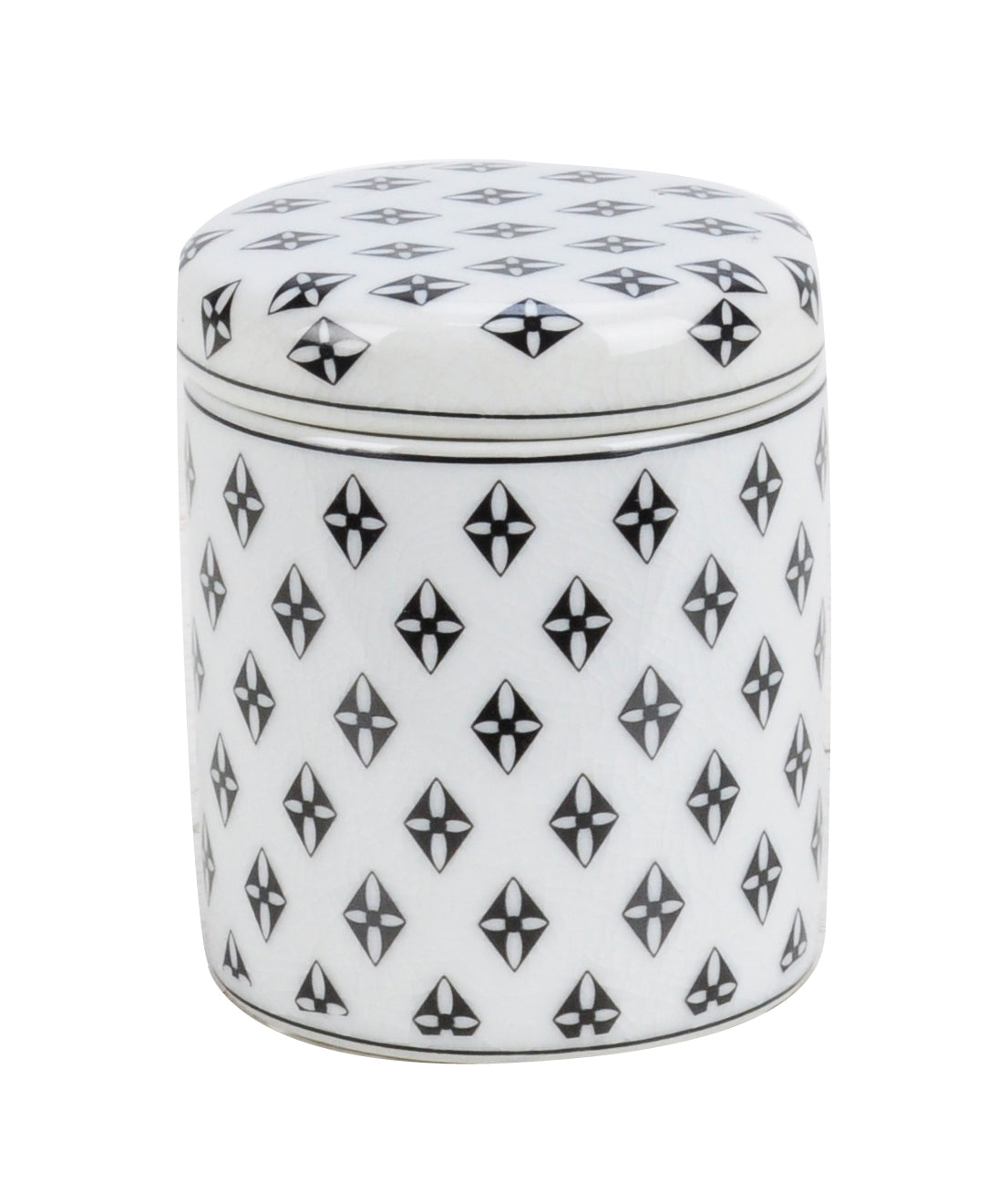 Black and White Checkered Pattern Ceramic Trinket Box - 11cm