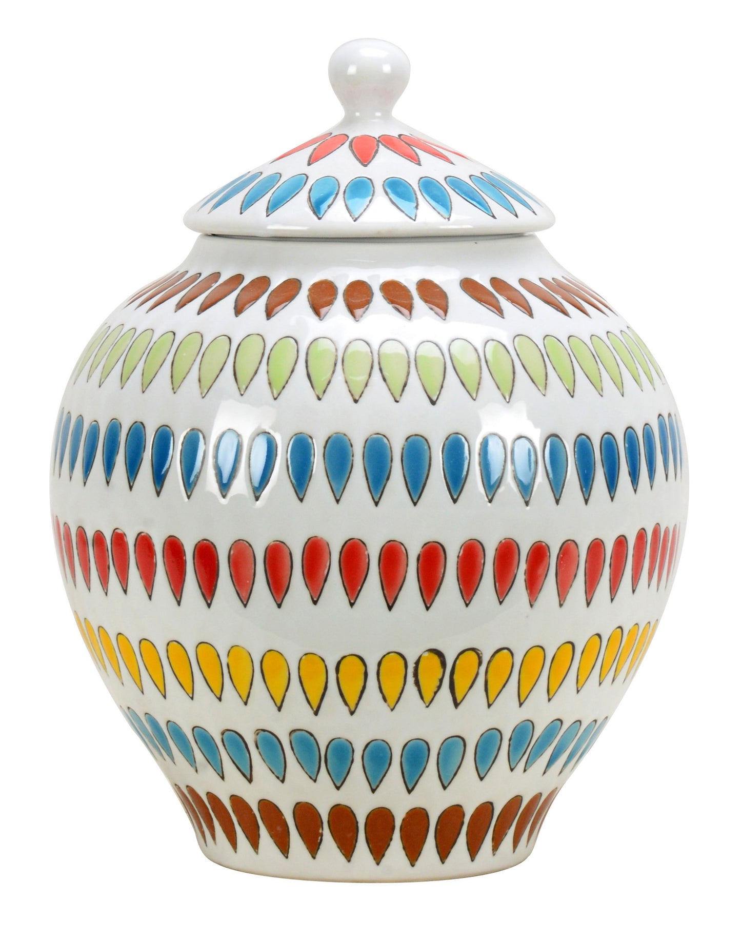 Colorful Round Ceramic Ginger Jar - 33cm
