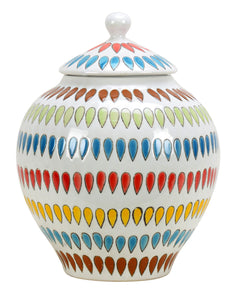 Colorful Round Ceramic Ginger Jar - 33cm