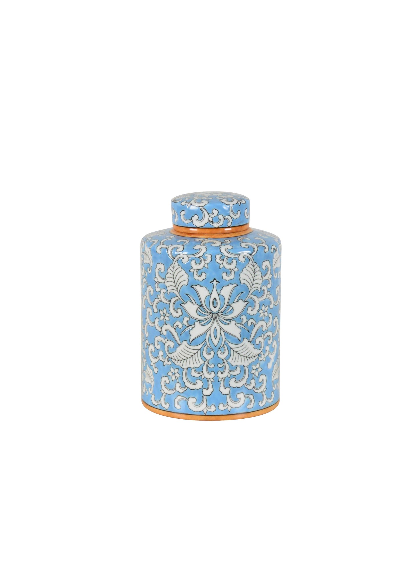 Coral Blue and White Ceramic Mini Jar - 18cm