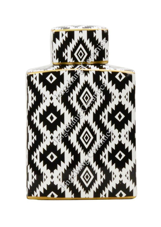 Zigzag Black and White Ceramic Ginger Jar - 31cm