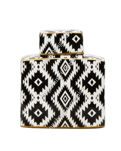 Zigzag Black and White Ceramic Ginger Jar - 23cm