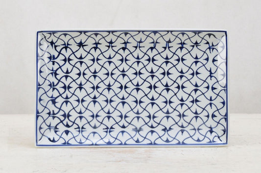 Curve Line Blue and White Ceramic Decor Plate
