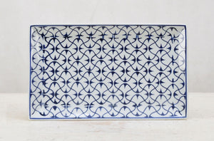 Curve Line Blue and White Ceramic Decor Plate