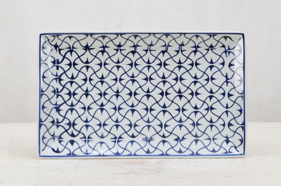 Curve Line Blue and White Ceramic Decor Plate