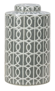 Gray and White Pattern Ceramic Ginger Jar - 33cm