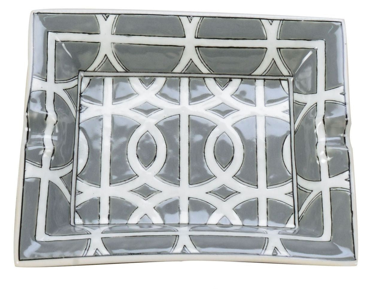 Gray and White Pattern Ceramic Decor Plate