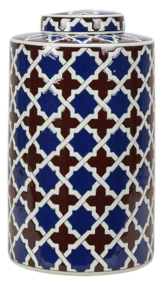 Geometric Pattern Ceramic Ginger Jar - 33cm