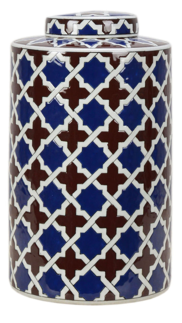 Geometric Pattern Ceramic Ginger Jar - 33cm