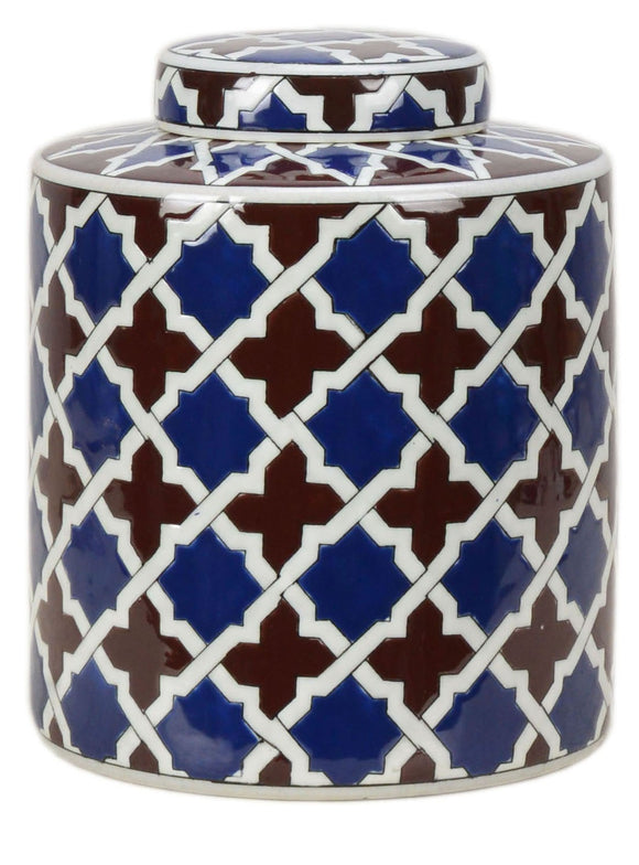 Geometric Pattern Ceramic Ginger Jar - 24cm