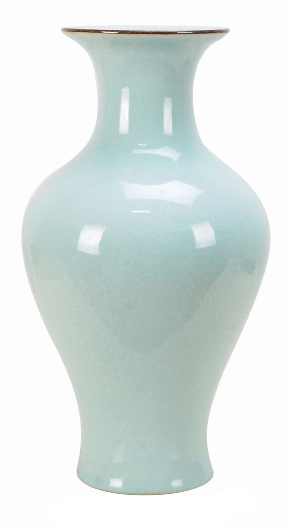 Glossy Light Blue Ceramic Vase - 39cm