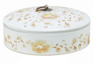 Yellow Flower Ceramic Trinket Box with Metal Holder - 9cm
