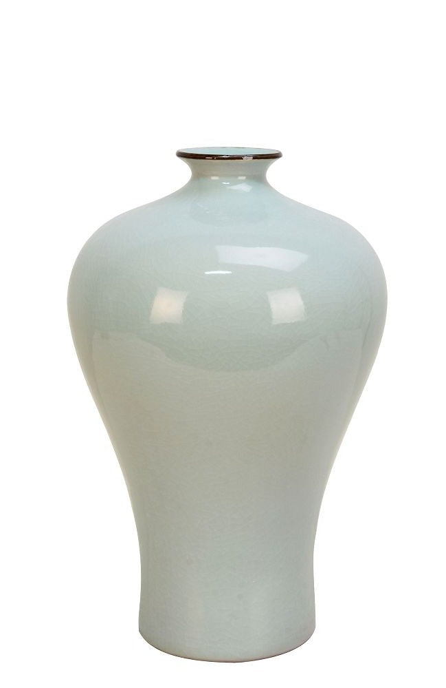 Glossy Light Blue Ceramic Vase - 38cm