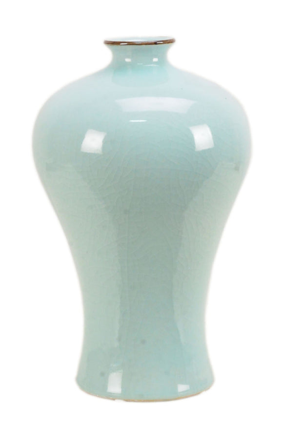 Glossy Light Blue Ceramic Vase - 32cm