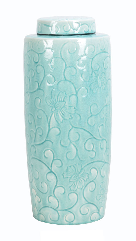 Floral Blue Ceramic Ginger Jar - 46cm