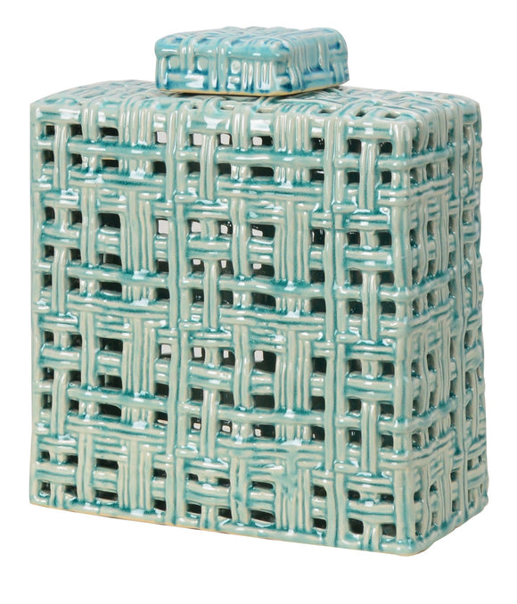 Hollow Sky Blue Ceramic Ginger Jar - 28cm