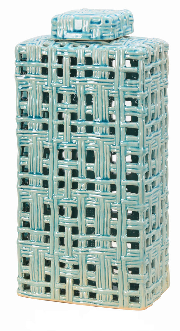 Hollow Sky Blue Ceramic Ginger Jar - 42cm