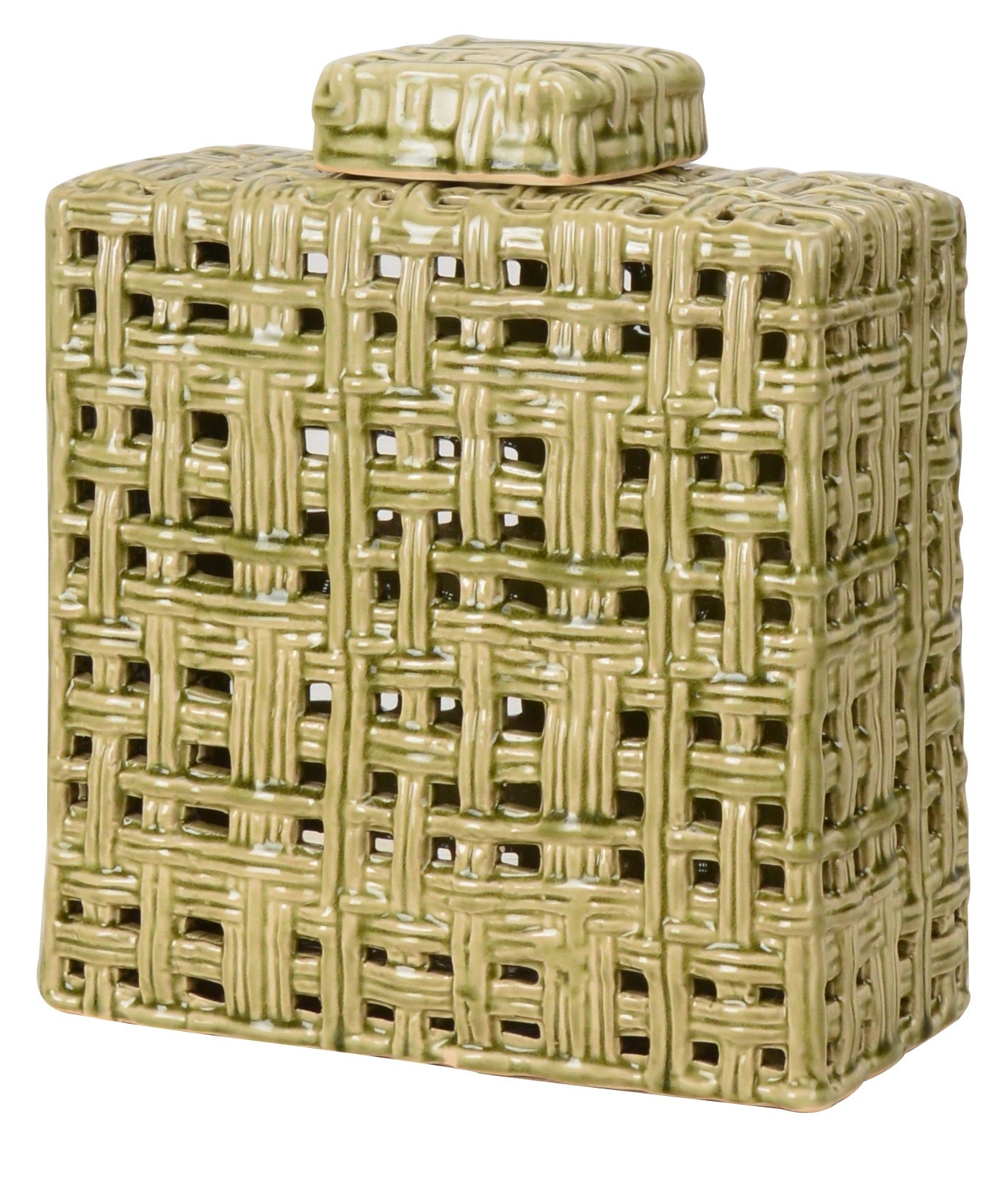 Hollow Lime Green Ceramic Ginger Jar - 28cm