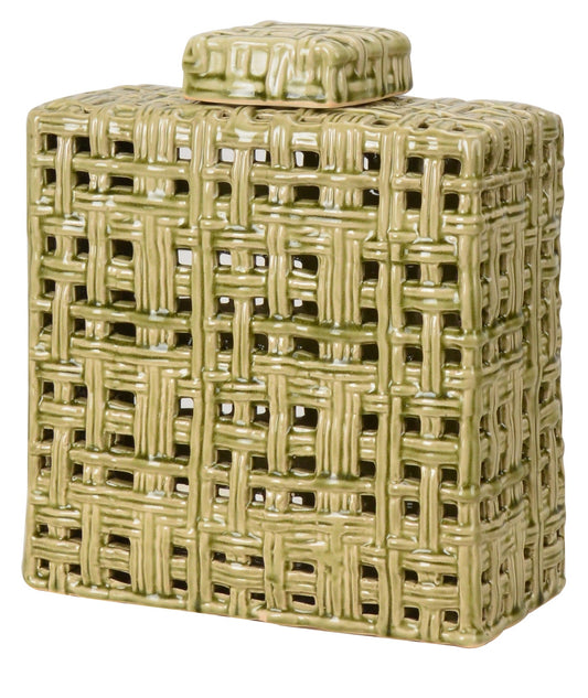 Hollow Lime Green Ceramic Ginger Jar - 28cm