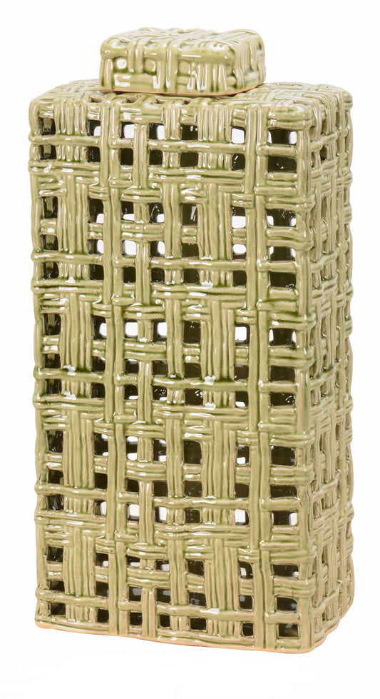 Hollow Lime Green Ceramic Ginger Jar - 42cm