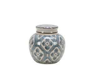 Flower Pattern Mini Ceramic Jar - 10cm