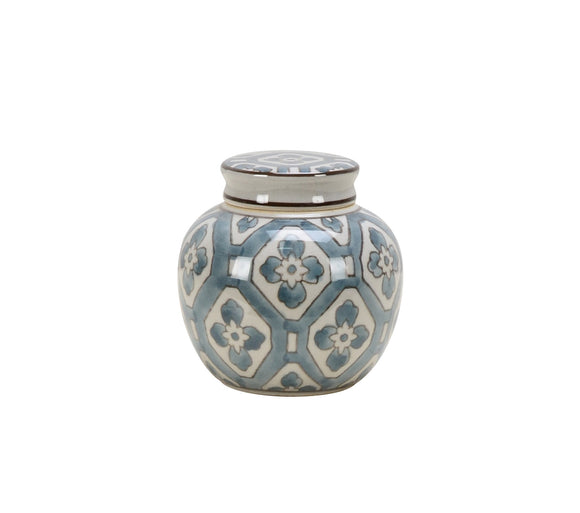 Flower Pattern Mini Ceramic Jar - 10cm