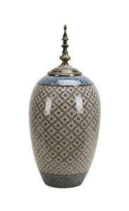 Embroidered Ceramic Temple Jar - 50cm