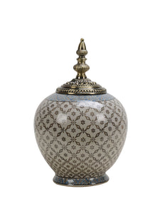 Embroidered Ceramic Temple Jar - 32cm