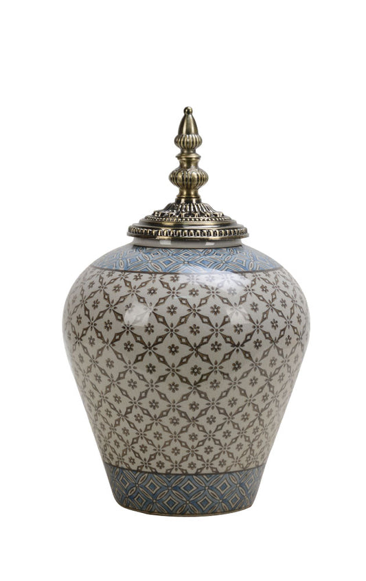 Embroidered Ceramic Temple Jar - 35cm