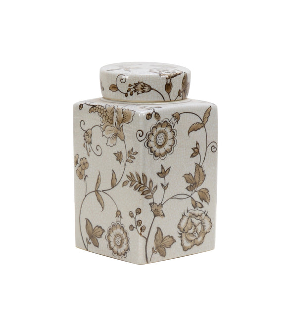 Flower Pattern Mini Ceramic Jar - 18cm