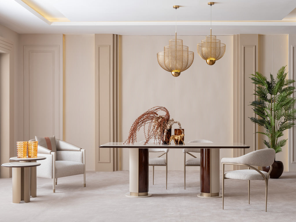 BRAGA Dining Table 320cm+12chair+buffet+mirror