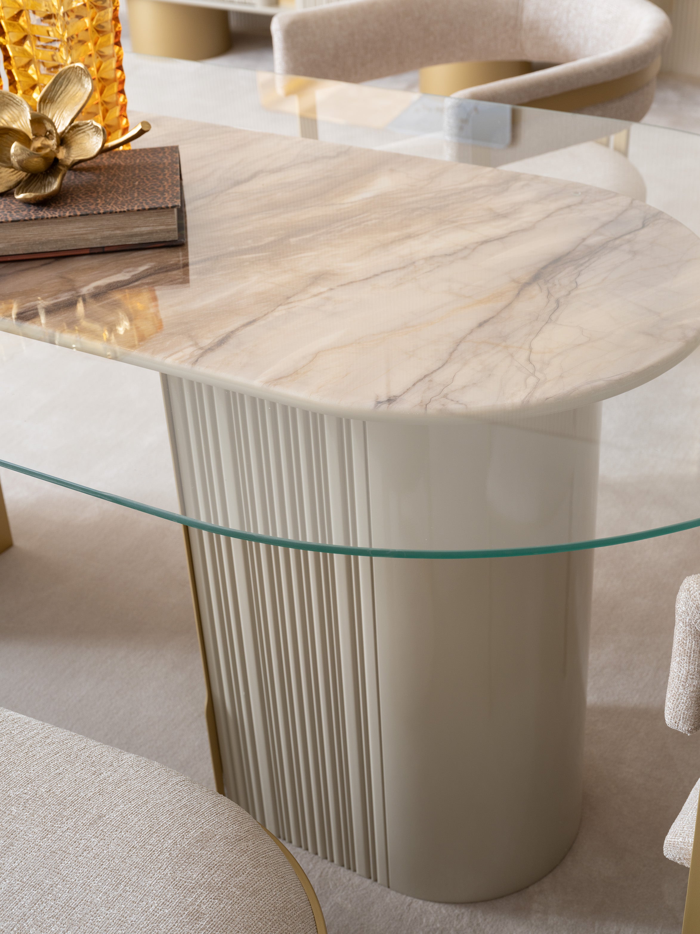 MASSIMO Dining Table 220cm+8chair+buffet+mirror