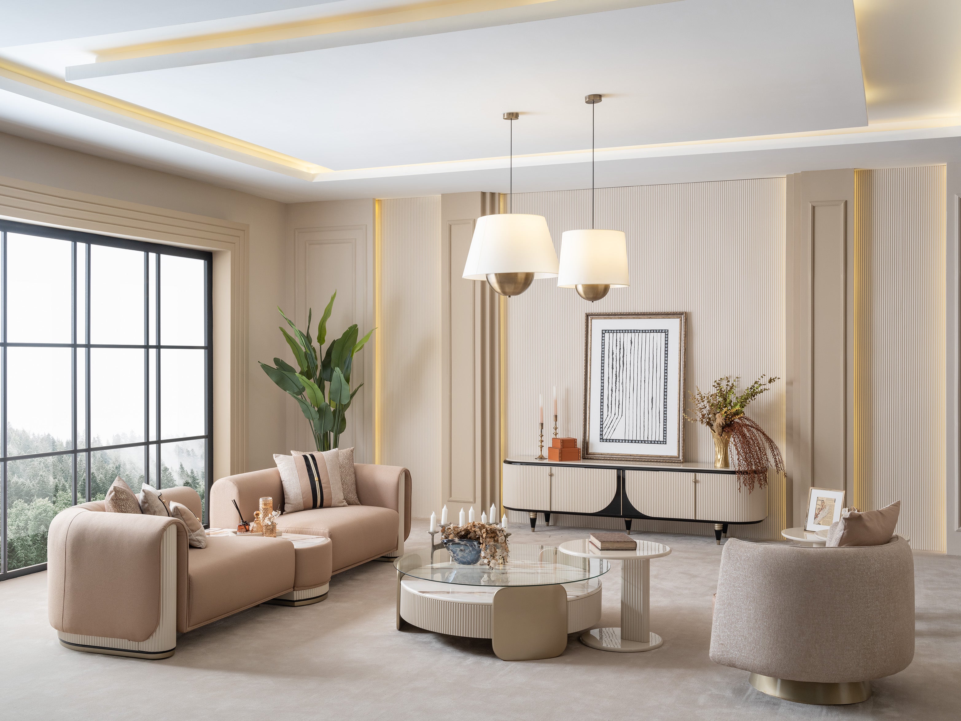 NOBEL Sofa Set 3+3+1+1+Table