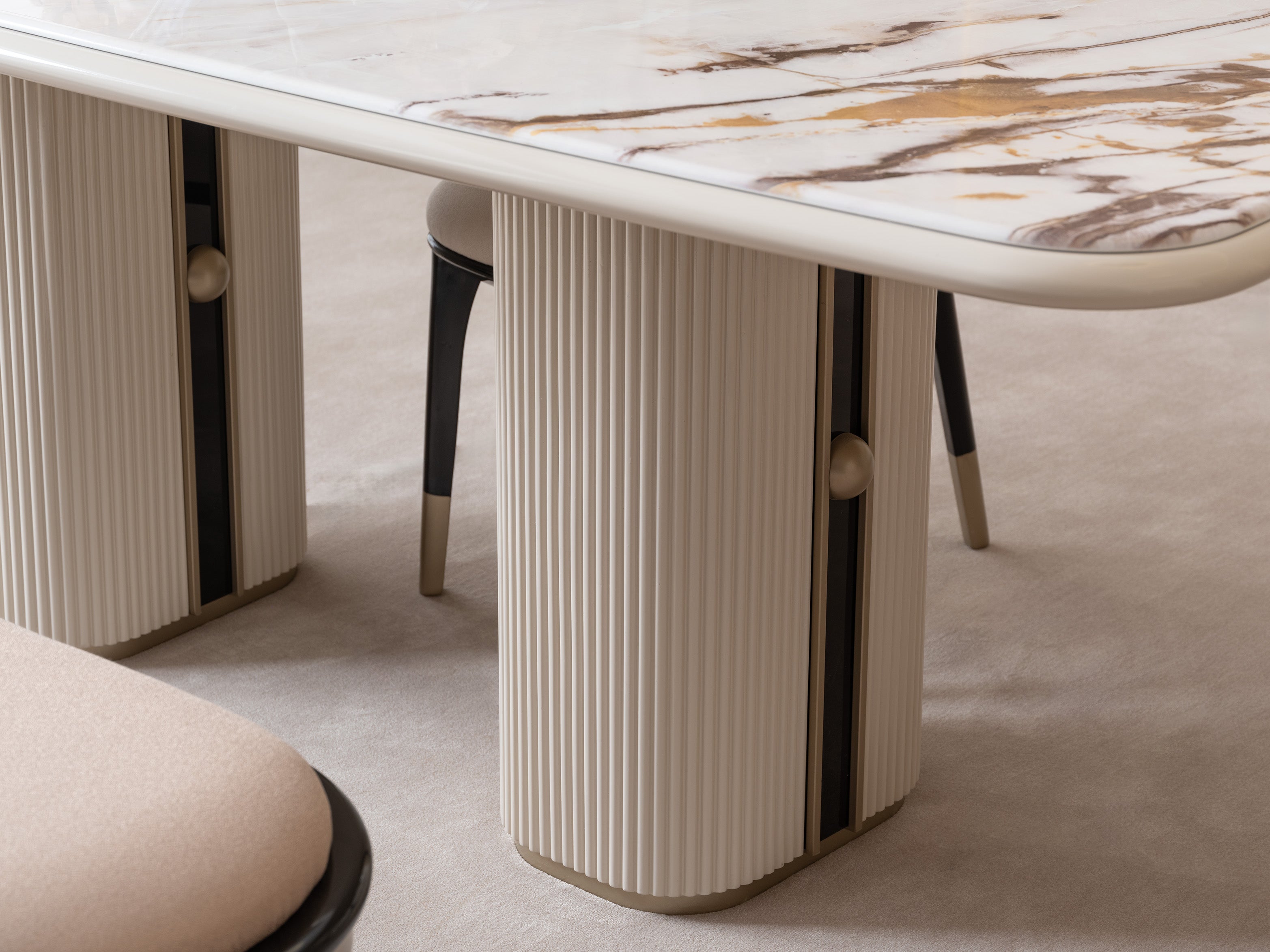 NOBEL Dining Table 280cm+10chair+buffet+mirror