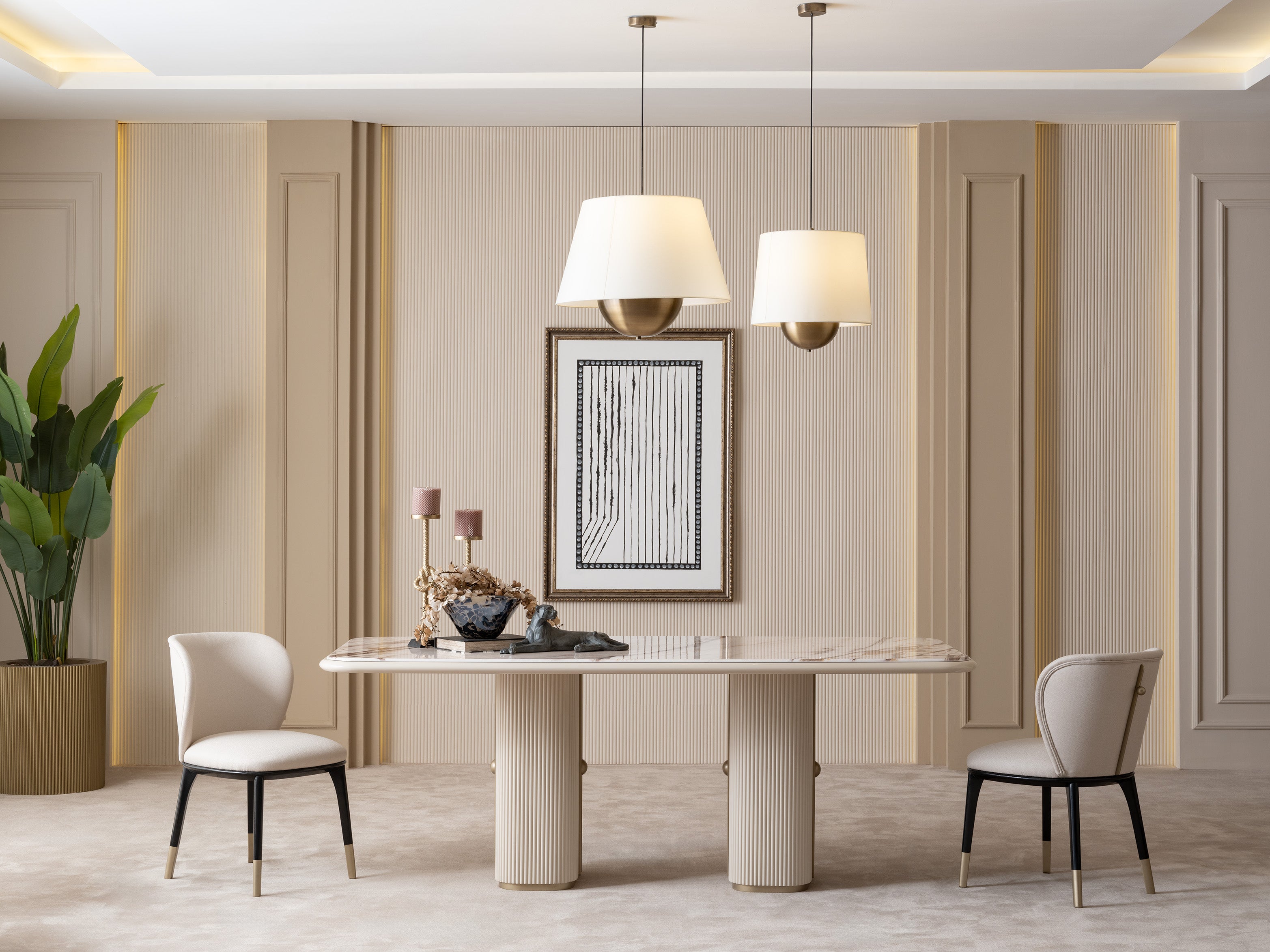 NOBEL Dining Table 280cm+10chair+buffet+mirror